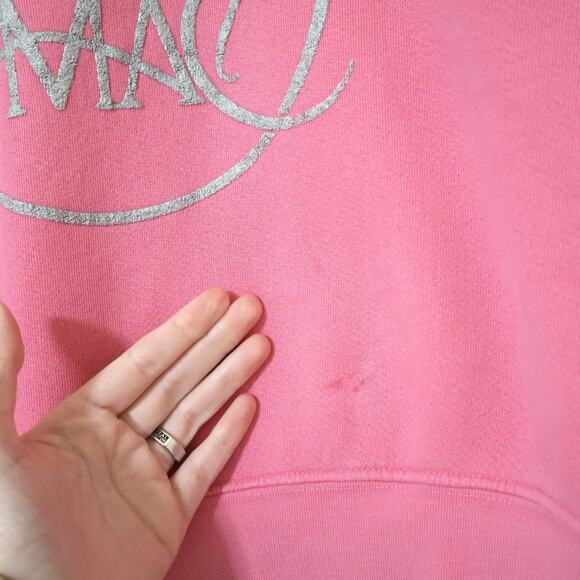Daydreamer Fleetwood Mac Circle Logo Raglan Pink Cropped Crewneck Sweatshirt M - Picture 2 of 9